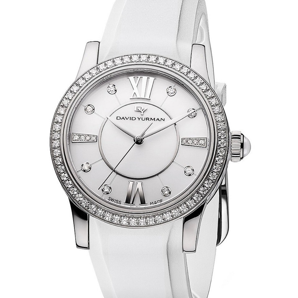 David Yurman Women's Classic 34mm Rubber Swiss Quartz Watch With Diamonds